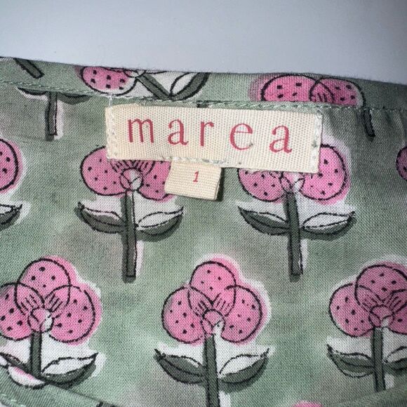 Marea Boho Floral Country Maxi Dress Peasant Garden Green Pink Women Sz 1 Small - Picture 9 of 11